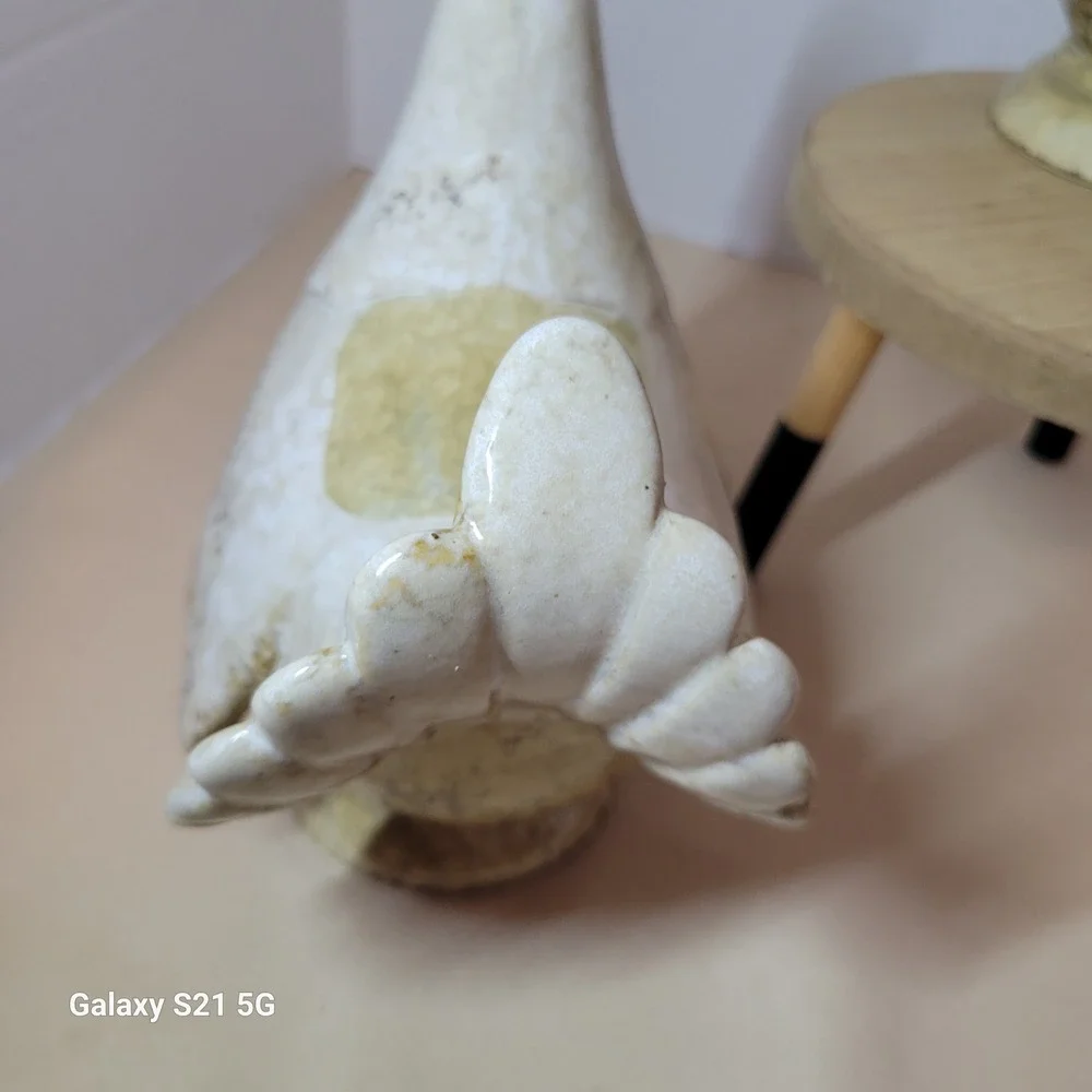 Vintage Ceramic Rooster Figurines Set of 2 Farmhouse Decor 4347B Cream Tan